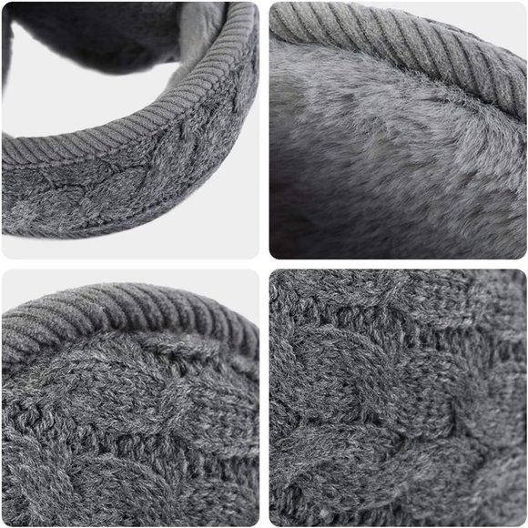 Unisex A-pink Warm Knit Cashmere Adjustable Wrap Outdoor Fur Earwarmer - Picture 4 of 6